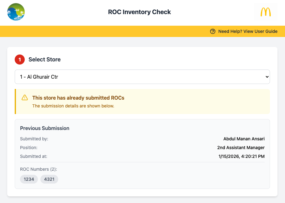 Already Submitted Warning
