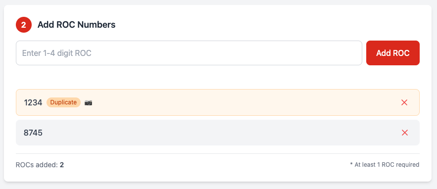 ROC List with Duplicate